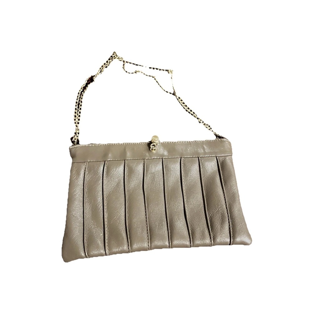 Vintage Quilted Clutch Andé Tan Color Hinged Gold Hardware